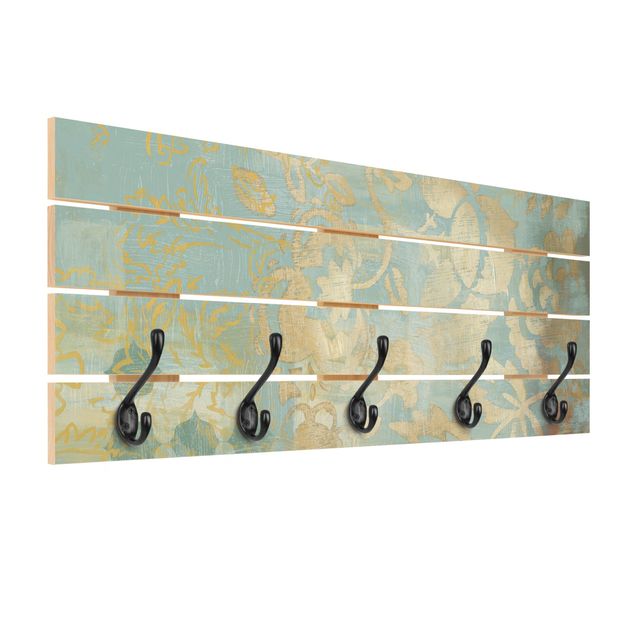Wooden coat rack - Moroccan Collage In Gold And Turquoise II