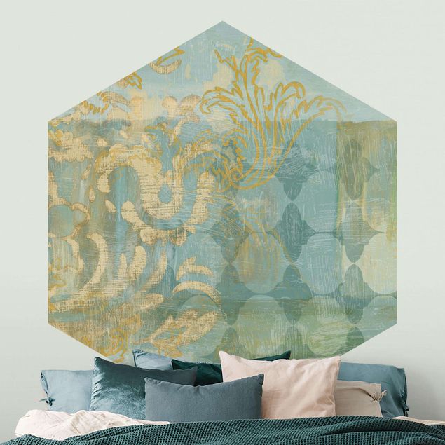 Wallpapers ornaments Moroccan Collage In Gold And Turquoise