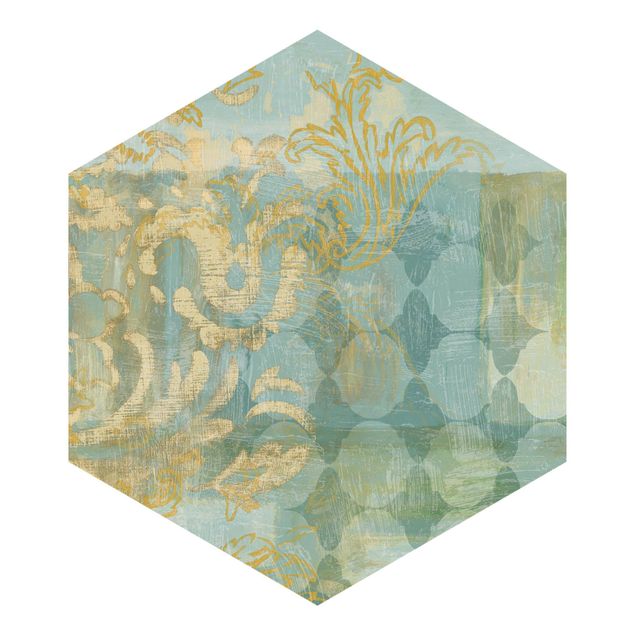 Self adhesive wallpapers Moroccan Collage In Gold And Turquoise