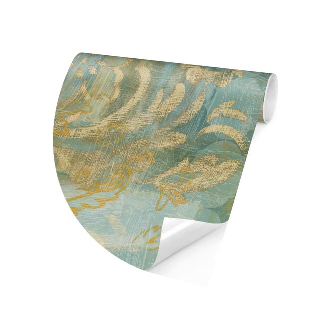Vintage aesthetic wallpaper Moroccan Collage In Gold And Turquoise