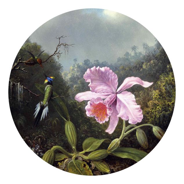 Wallpapers orchid Martin Johnson Heade - Still Life With An Orchid And A Pair Of Hummingbirds