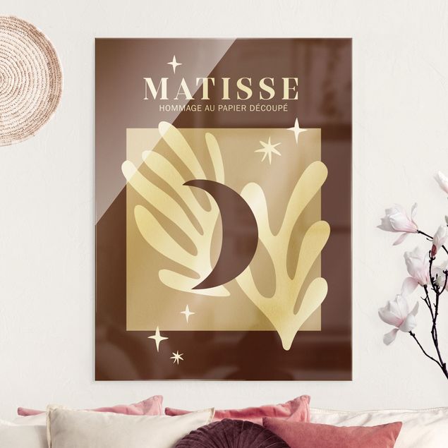 Abstract art prints Matisse Interpretation - Moon And Stars Red