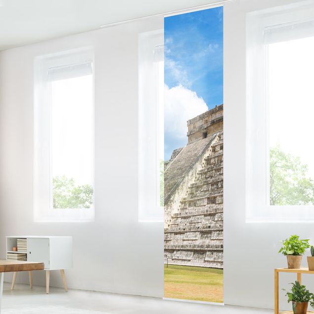 Sliding panel curtains architecture and skylines Mayan Temple