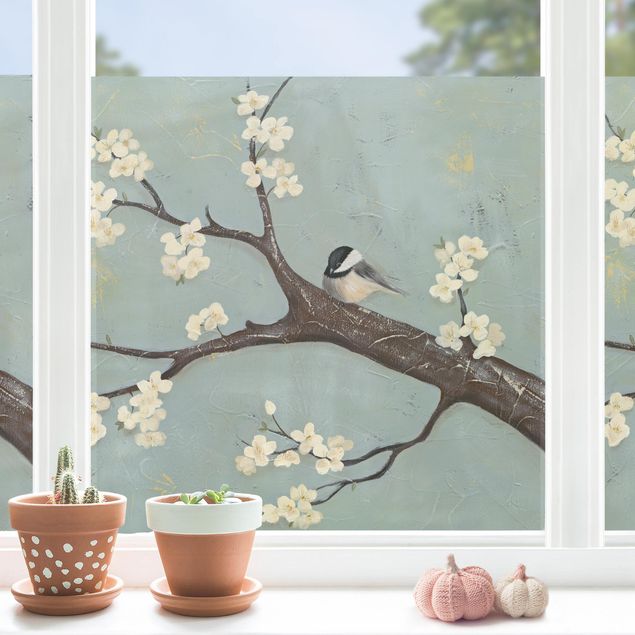 Window stickers flower Bird On Cherry Tree
