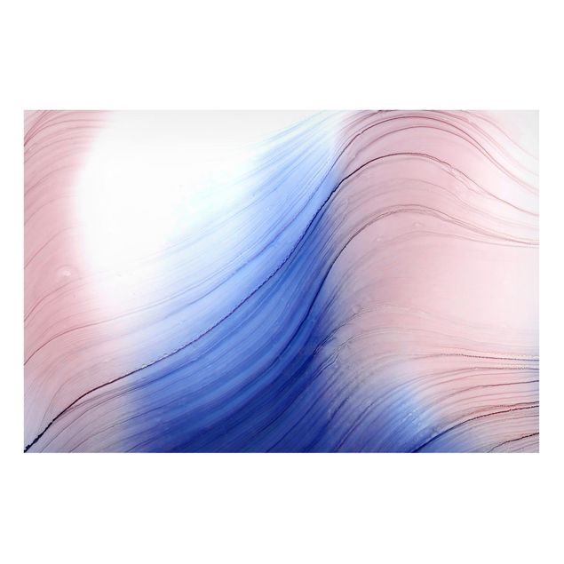 Abstract canvas wall art Mottled Colours Blue With Light Pink