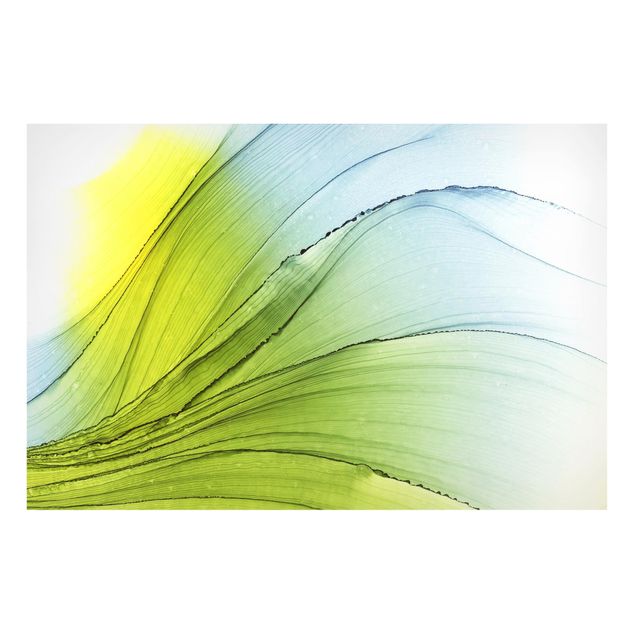 Abstract canvas wall art Mottled Yellow With Azure