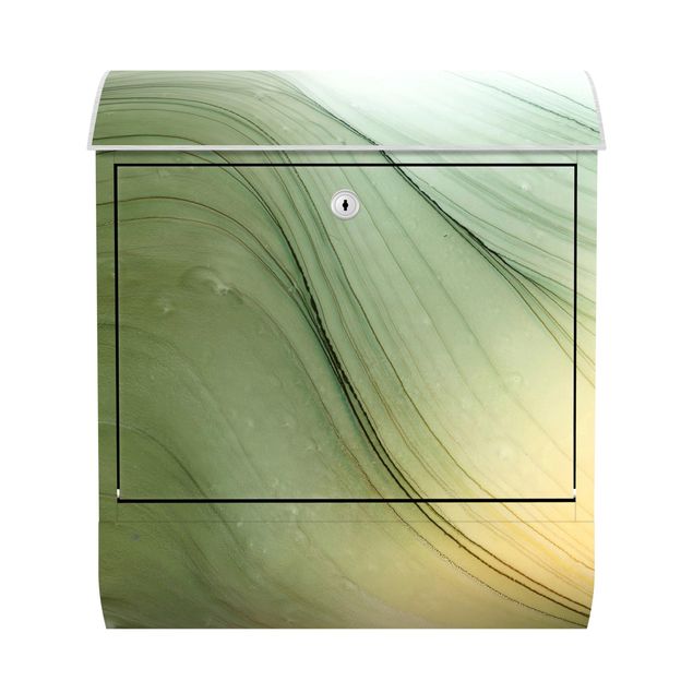 Letterboxes Mottled Green With Honey Yellow