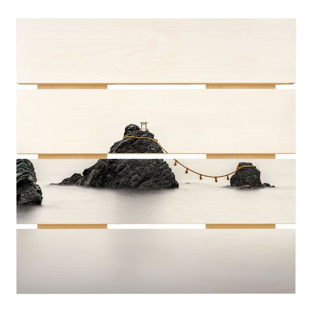 Wood photo prints Meoto Iwa -  The Married Couple Rocks