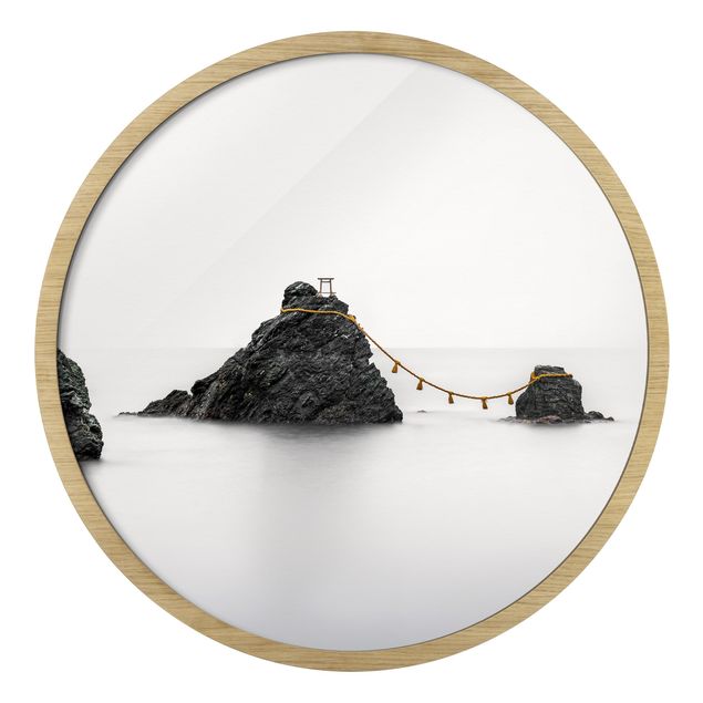 Framed prints black and white Meoto Iwa -  The Married Couple Rocks