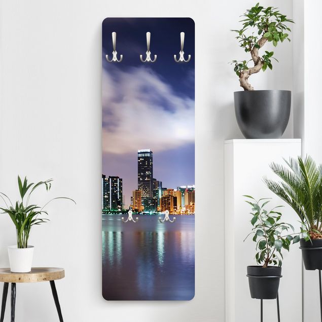 Wall mounted coat rack architecture and skylines Miami At Night