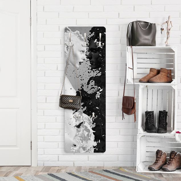 Wall mounted coat rack black and white Milk & Coffee II