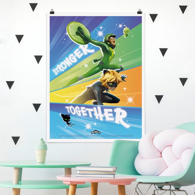 Nursery decoration Miraculous Cat Noir And Carapace Stronger Together