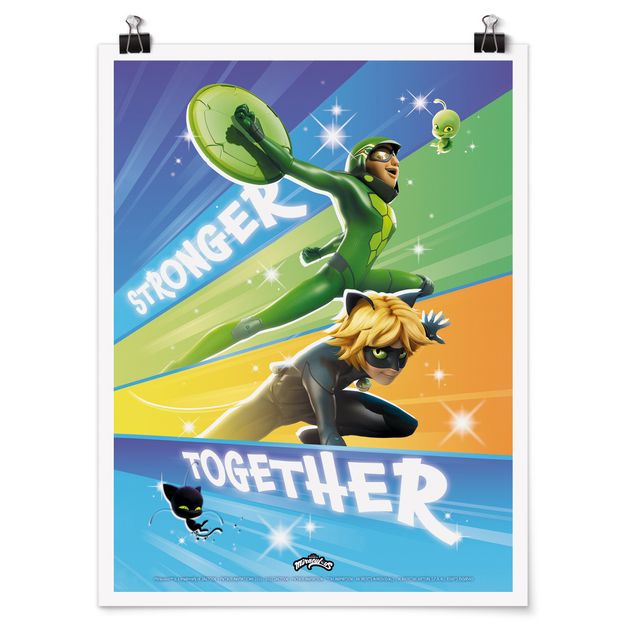 Modern art prints Miraculous Cat Noir And Carapace Stronger Together