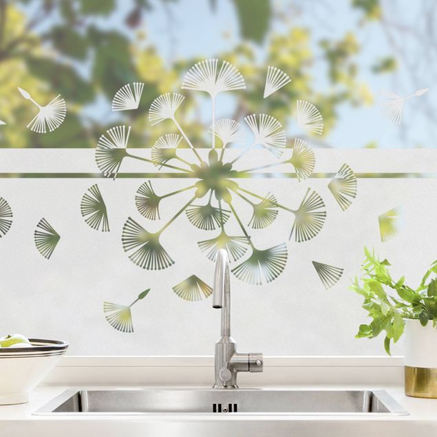 Flower stickers for glass Modern dandelion border