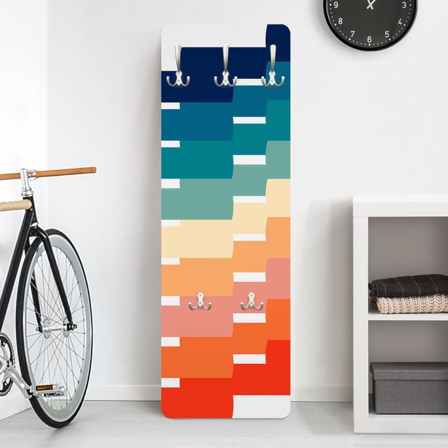 Wall mounted coat rack multicoloured Modern Rainbow Geometry