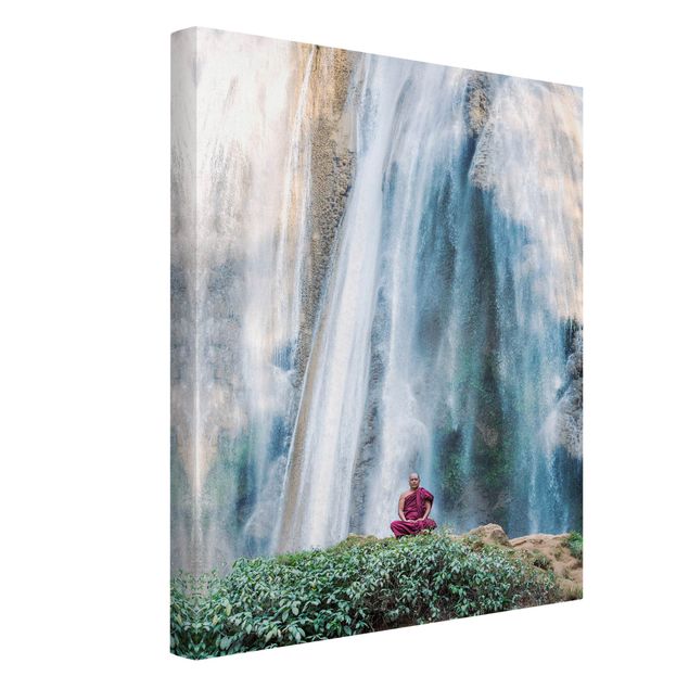 Canvas prints landscape Monk At Waterfall