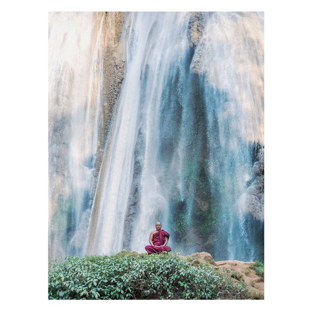 Prints nature Monk At Waterfall