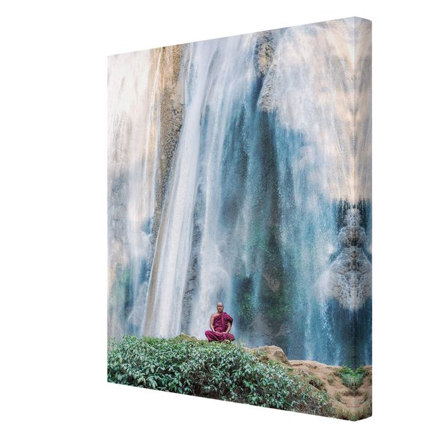 Turquoise prints Monk At Waterfall