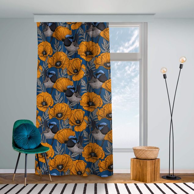 made to measure curtains Poppies And Birds