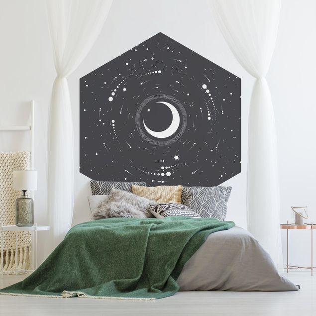Modern wallpaper designs Moon In Star Circle