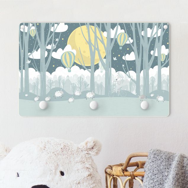 Nursery decoration Moon With Trees And Houses