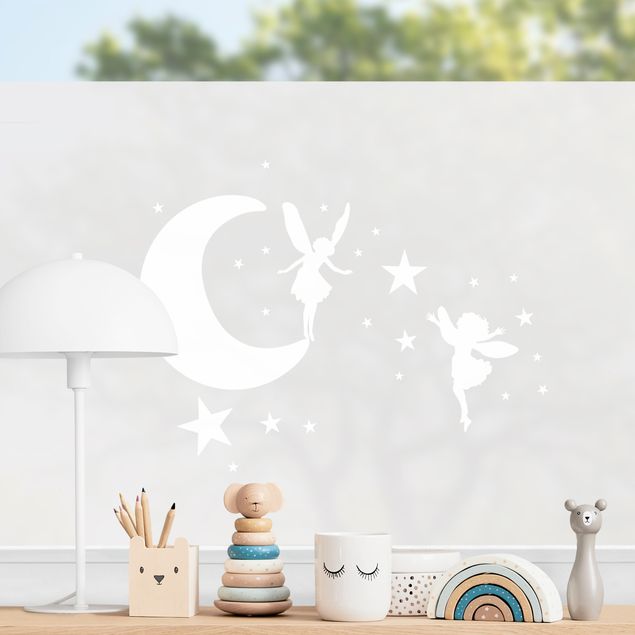 Nursery decoration Moon With Fairies And Stars II