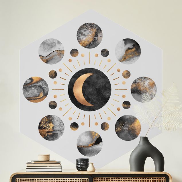Silver wallpapers Moon Phases Abstract Gold