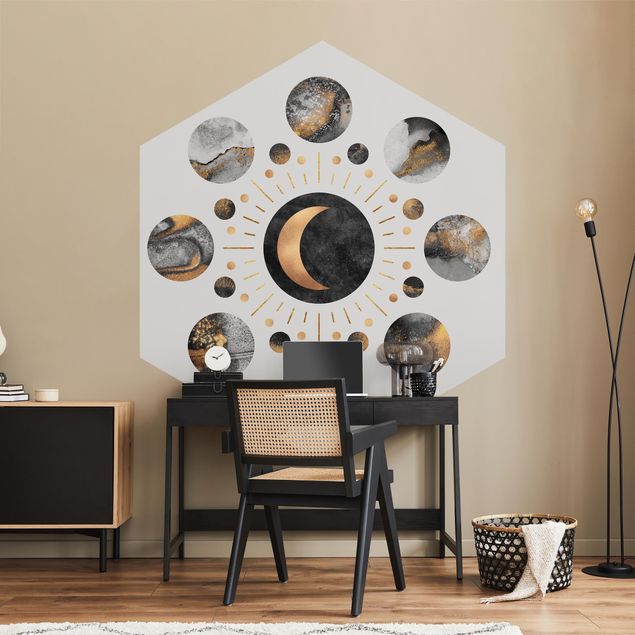 Wallpapers modern Moon Phases Abstract Gold