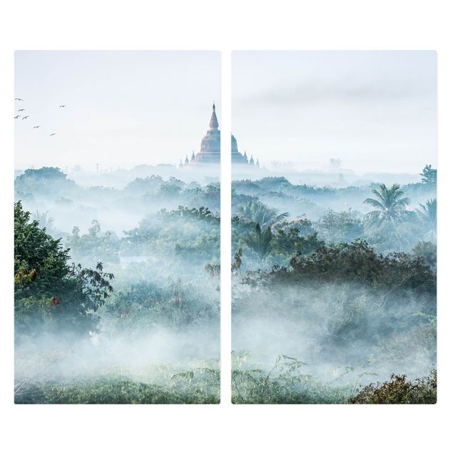 Stove top covers - Morning Fog Over The Jungle Of Bagan