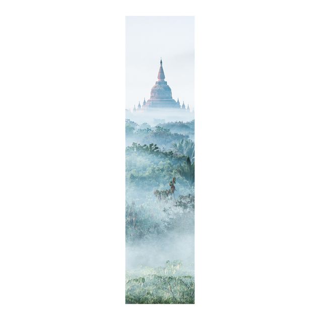 Sliding panel curtains architecture and skylines Morning Fog Over The Jungle Of Bagan