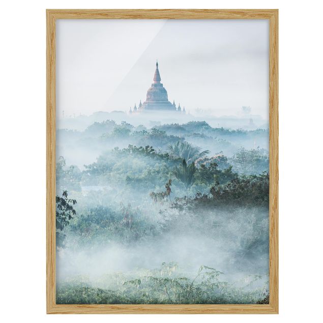 Tree print Morning Fog Over The Jungle Of Bagan