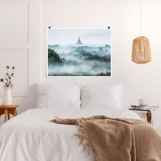 Prints landscape Morning Fog Over The Jungle Of Bagan