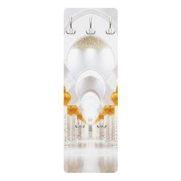 White wall mounted coat rack Mosque In Gold