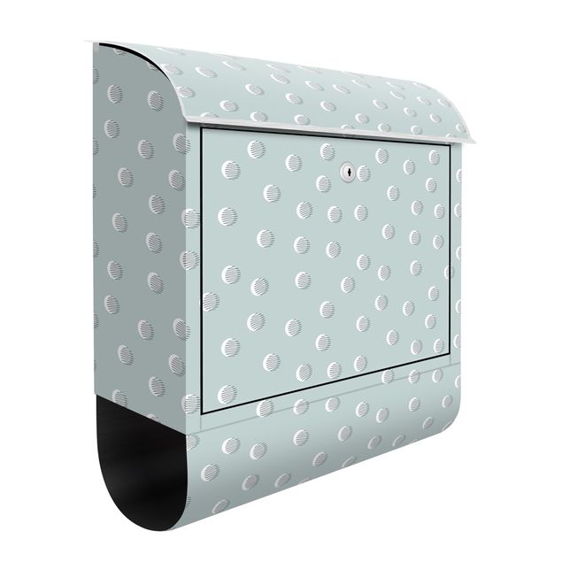 Grey post box Pattern With Dots And Circles On Bluish Grey