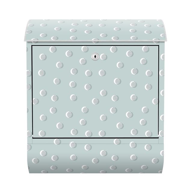 Blue letter box Pattern With Dots And Circles On Bluish Grey