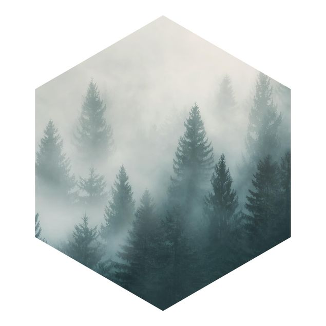 Adhesive wallpaper Coniferous Forest In Fog