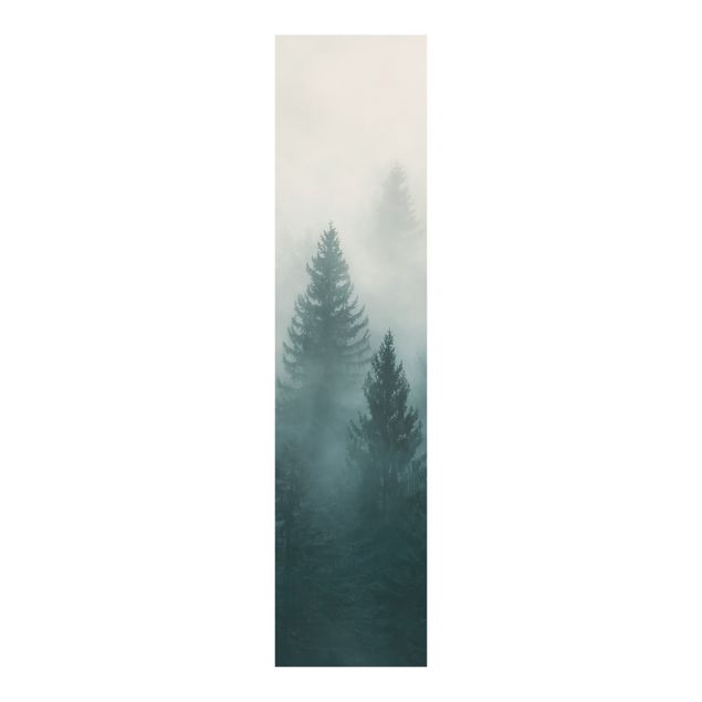 Sliding panel curtains landscape Coniferous Forest In Fog