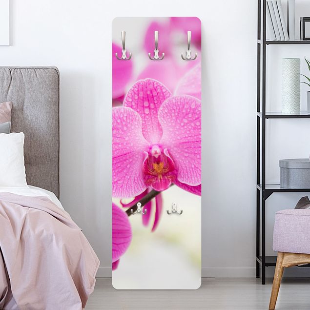 Wall mounted coat rack flower Close-Up Orchid