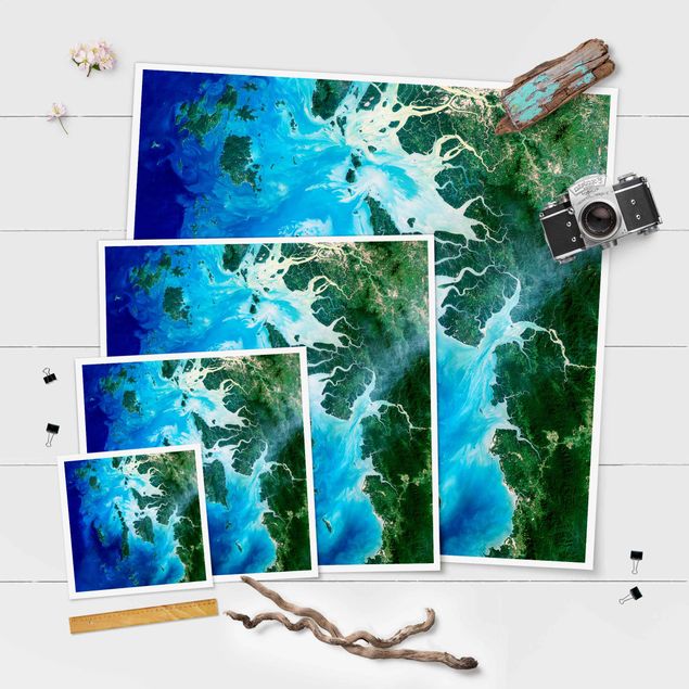 Wall art turquoise NASA Picture Archipelago Southeast Asia