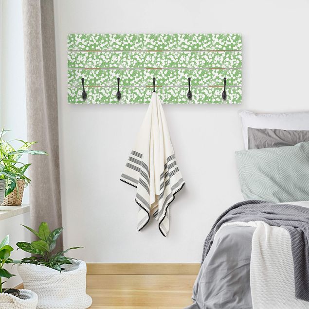 Shabby chic wall coat rack Natural Pattern Dandelion With Dots In Front Of Green