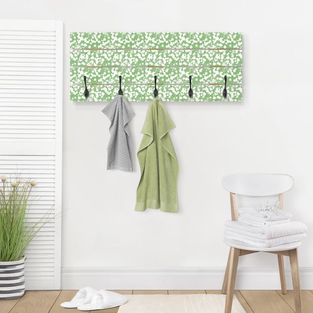 Wall mounted coat rack patterns Natural Pattern Dandelion With Dots In Front Of Green