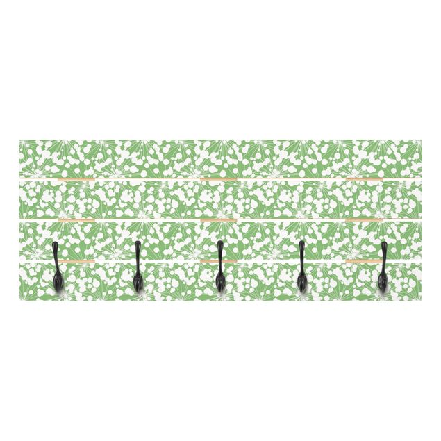 Wall mounted coat rack green Natural Pattern Dandelion With Dots In Front Of Green