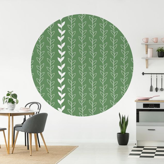 Striped wallpaper Natural Pattern Tendril Lines On Green