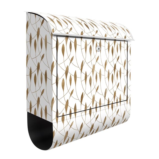 Letterboxes black and white Natural Pattern Sweeping Leaves In Gold