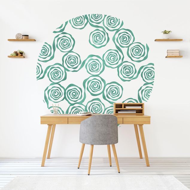 Contemporary wallpaper Natural Pattern Swirl Turquoise