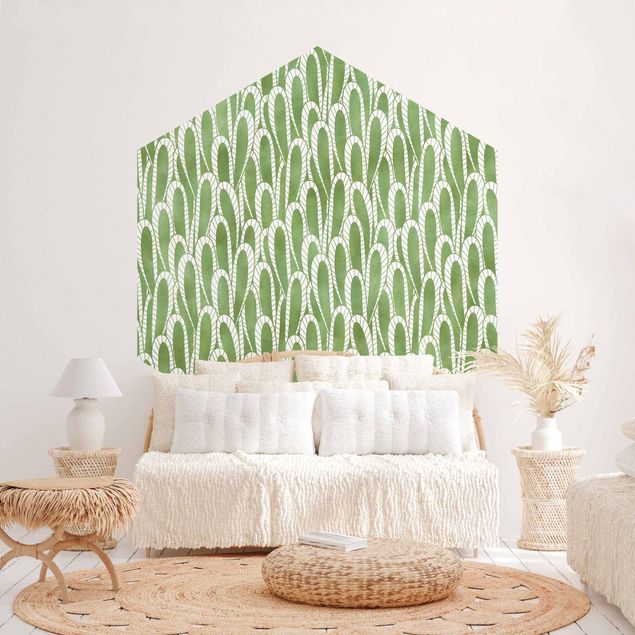 Modern wallpaper designs Natural Pattern Succulents In Green