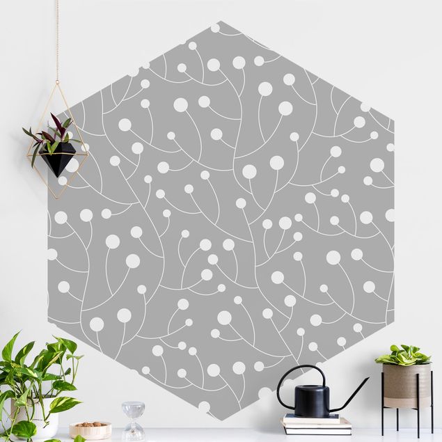 Kitchen Natural Pattern Growth With Dots On Gray