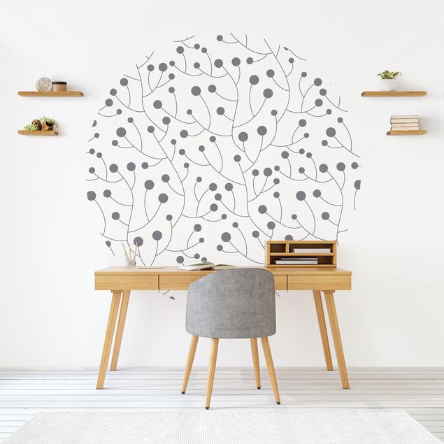 Kitchen Natural Pattern Growth With Dots Grey