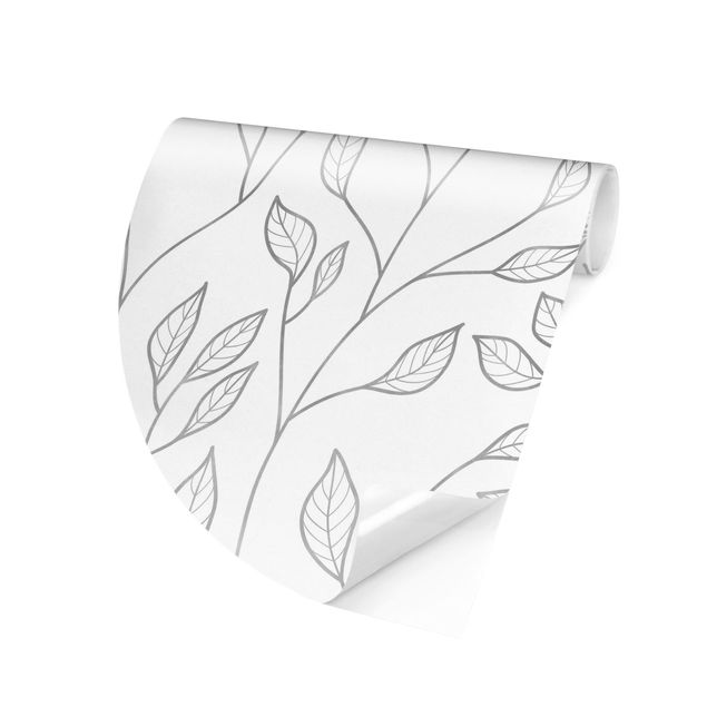 Contemporary wallpaper Natural Pattern Branches With Leaves In Grey