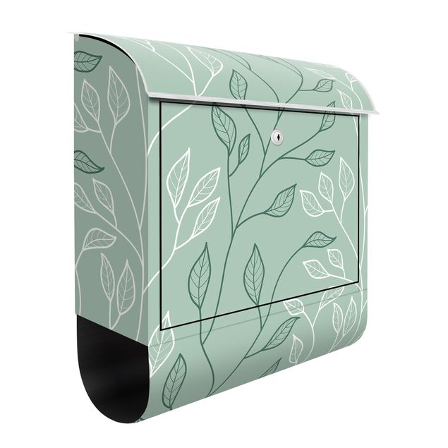Letterboxes green Natural Pattern Branches With Leaves